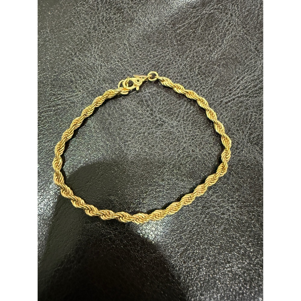 Monet Gold Tone Rope Chain Bracelet Vintage Twisted Link Lobster Clasp 7.5 Inch